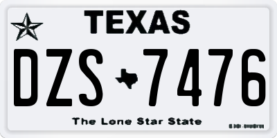 TX license plate DZS7476