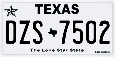 TX license plate DZS7502