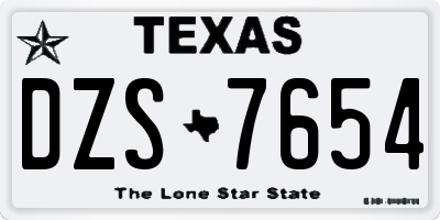 TX license plate DZS7654