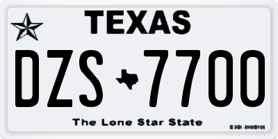 TX license plate DZS7700