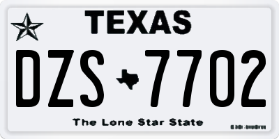 TX license plate DZS7702