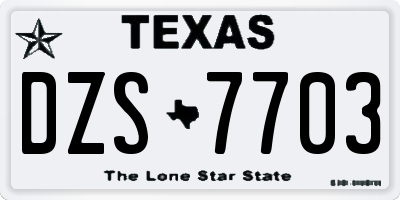 TX license plate DZS7703