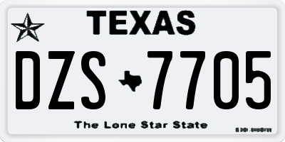 TX license plate DZS7705