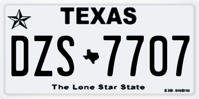 TX license plate DZS7707