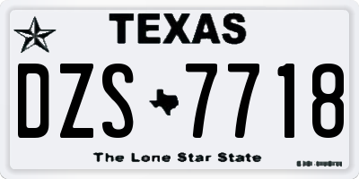 TX license plate DZS7718