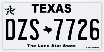TX license plate DZS7726