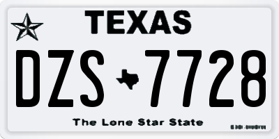 TX license plate DZS7728
