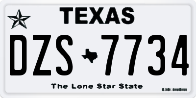 TX license plate DZS7734