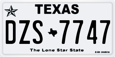 TX license plate DZS7747