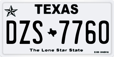 TX license plate DZS7760