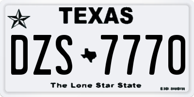 TX license plate DZS7770