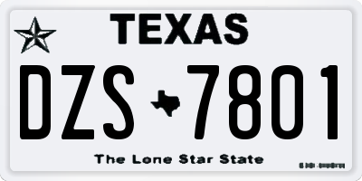 TX license plate DZS7801
