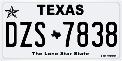 TX license plate DZS7838