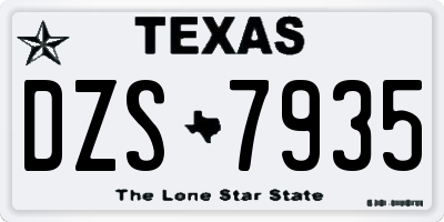 TX license plate DZS7935