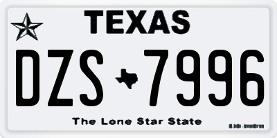 TX license plate DZS7996