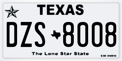TX license plate DZS8008