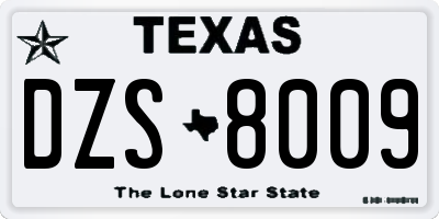 TX license plate DZS8009