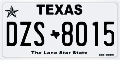 TX license plate DZS8015