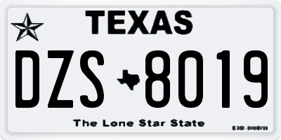 TX license plate DZS8019