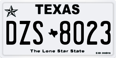 TX license plate DZS8023