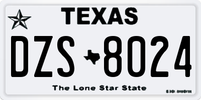 TX license plate DZS8024