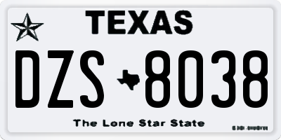 TX license plate DZS8038