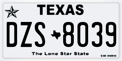 TX license plate DZS8039