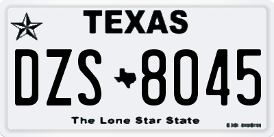 TX license plate DZS8045