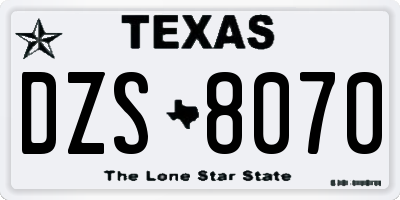 TX license plate DZS8070