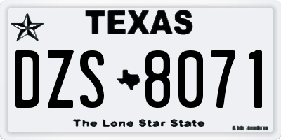 TX license plate DZS8071