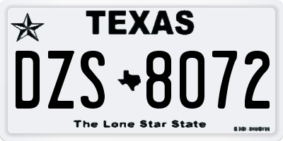 TX license plate DZS8072