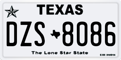 TX license plate DZS8086