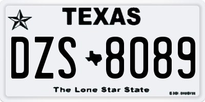 TX license plate DZS8089