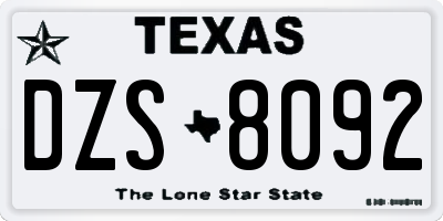 TX license plate DZS8092