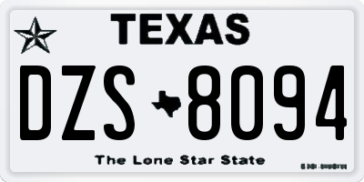 TX license plate DZS8094