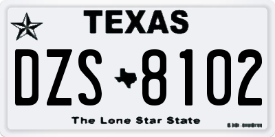 TX license plate DZS8102