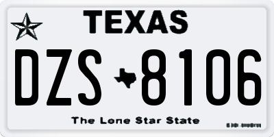 TX license plate DZS8106
