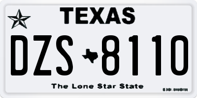 TX license plate DZS8110