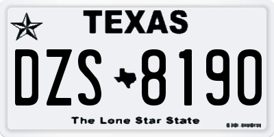 TX license plate DZS8190
