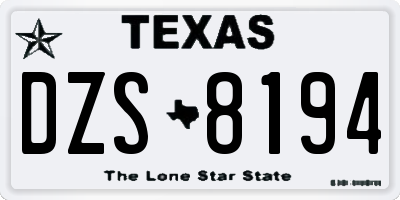 TX license plate DZS8194