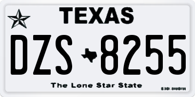 TX license plate DZS8255