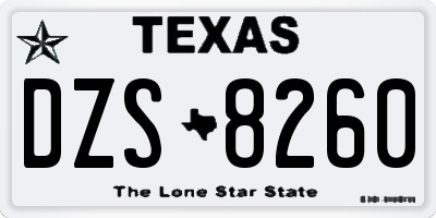 TX license plate DZS8260