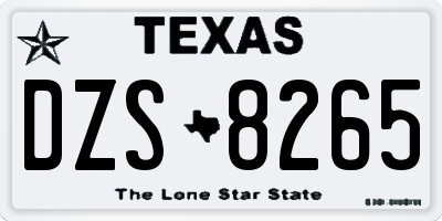 TX license plate DZS8265