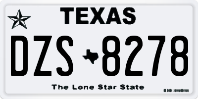 TX license plate DZS8278