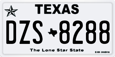 TX license plate DZS8288