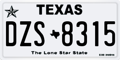 TX license plate DZS8315