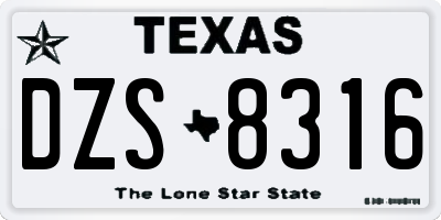 TX license plate DZS8316