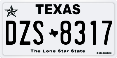 TX license plate DZS8317