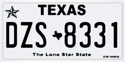 TX license plate DZS8331