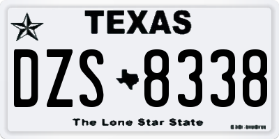 TX license plate DZS8338